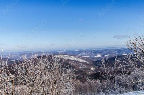 Fototapeta Naklejka Na Ścianę i Meble -  połownina Wetlińska Bieszczady panorama zima 
