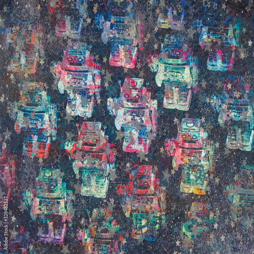 Wallpaper Mural robots graffiti concept Torontodigital.ca