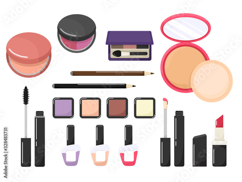 Set of cosmetics in cartoon flat style. Vector isolates on a white background