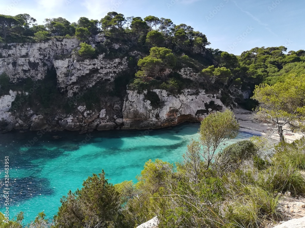 Turquoise water in the Mallorca Beach. Cala del Mago. Perfect cala for sunbath.
