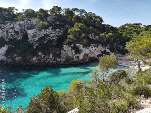 Turquoise water in the Mallorca Beach. Cala del Mago. Perfect cala for sunbath.