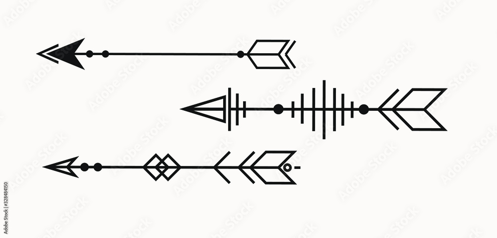 Set of three abstract geometric symbols. Sacred geometry sign with geometric shapes. Isolated on white background. Black linear shapes. Linear logo, spiritual design. Vector elements.