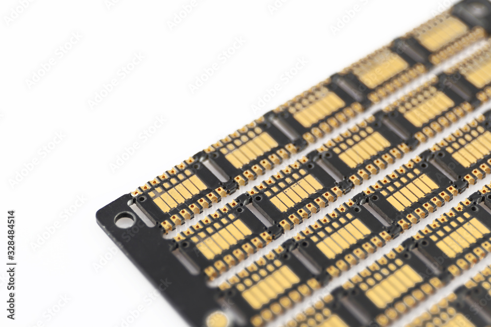 Multiplied printed circuit boards PCB isolated on the white background. PCB assembly. Multiplied printed circuit boards PCB isolated on the white background. PCB assembly.