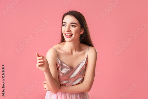 Carefree young woman on col...