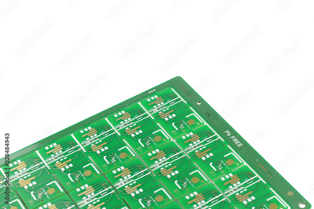 Multiplied printed circuit boards PCB isolated on the white background. PCB assembly. Multiplied printed circuit boards PCB isolated on the white background. PCB assembly.