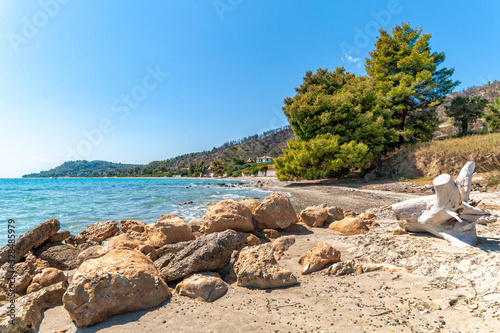 A beautiful hidden Greek beach on the Aegean Sea in Halkidiki
