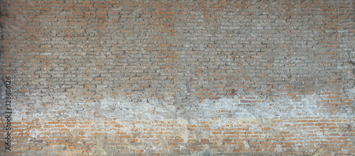 Old red brick wall texture wide panorama background.