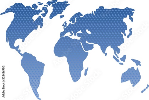 World map vector isolated on white background. Flat Earth, blue card template for website template, anal report, infographics.