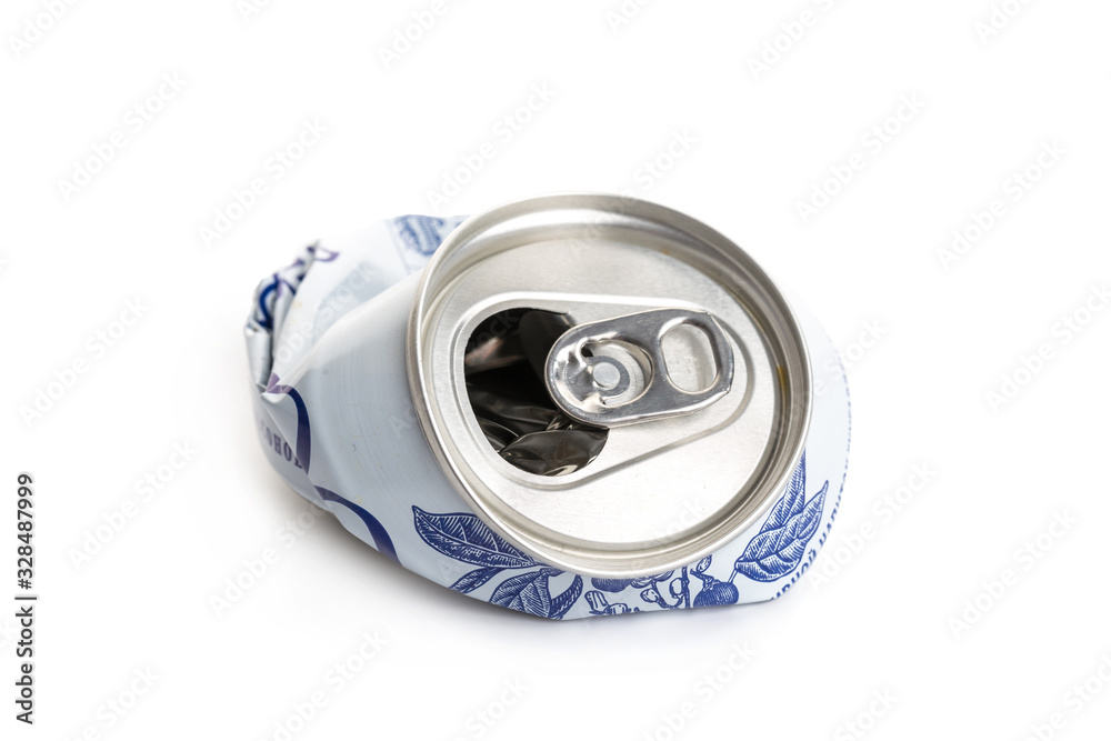 Crumpled Aluminum can isolated on white background Crumpled Aluminum can isolated on white background