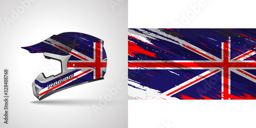 Racing helmet wrap decal and vinyl sticker design illustration.
