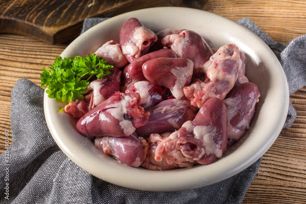 Fresh raw chicken hearts Fresh raw chicken hearts