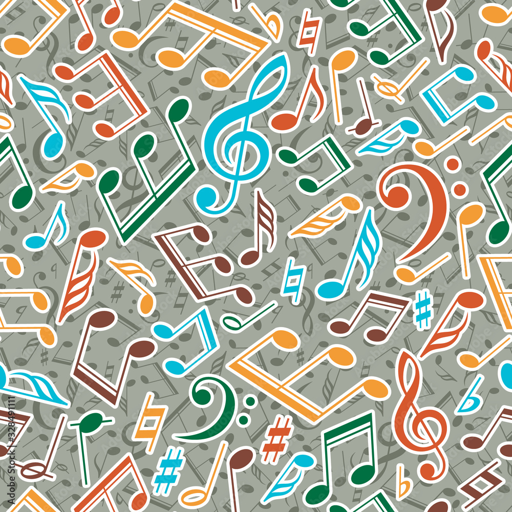 Vector musical pattern with notes Vector musical pattern with notes