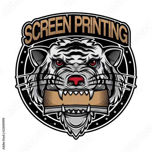 white tiger logo screen printing