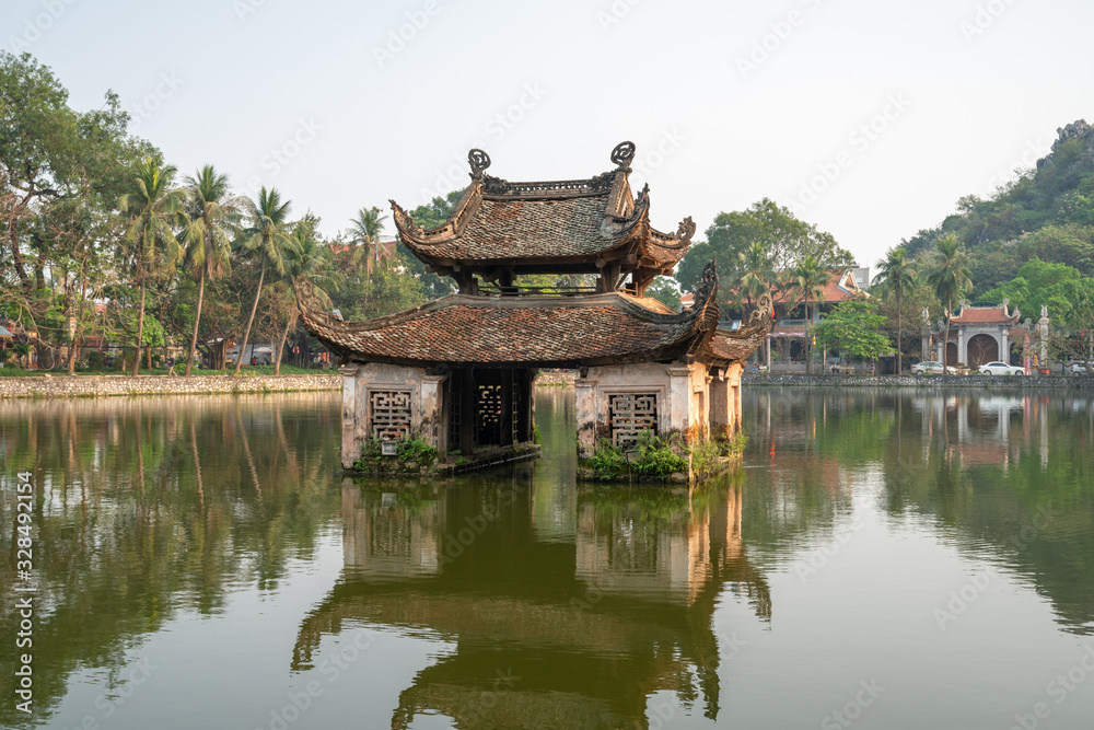 Floating temple in Thay Pagoda or Chua Thay, one of the oldest Buddhist pagodas in Vietnam, in Quoc Oai district, Hanoi