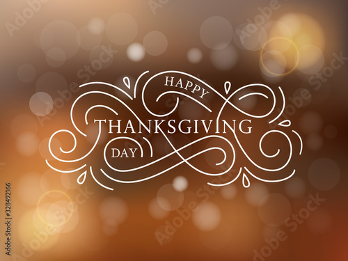 Vector illustration. Happy Thanksgiving Day typography vector design for greeting cards and poster on a textural background design template celebration.Happy Thanksgiving inscription, lettering. photo