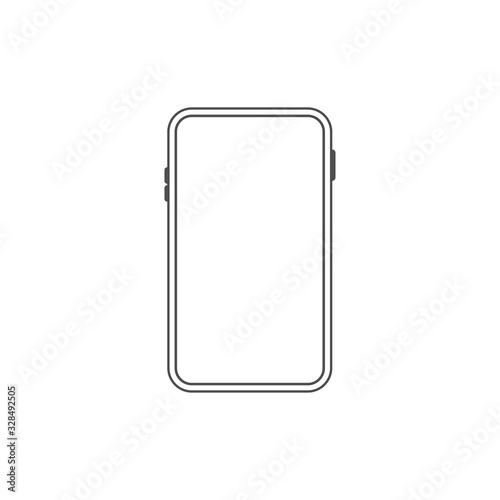 Outline line drawing modern smartphone. Elegant thin stroke line style design