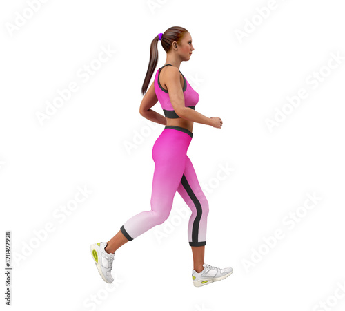 dayly fitness concept girl runs 3d render on white no shadow © nosorogua