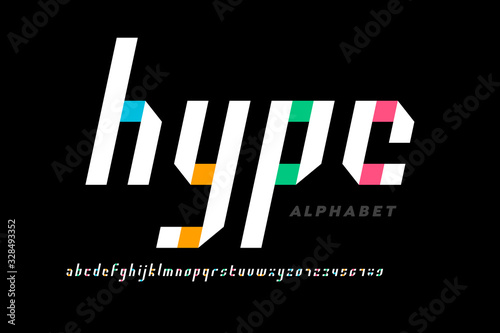 Modern font design, lowercase alphabet letters and numbers