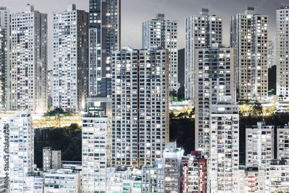 Hong Kong Hochhäuser bei Nacht 