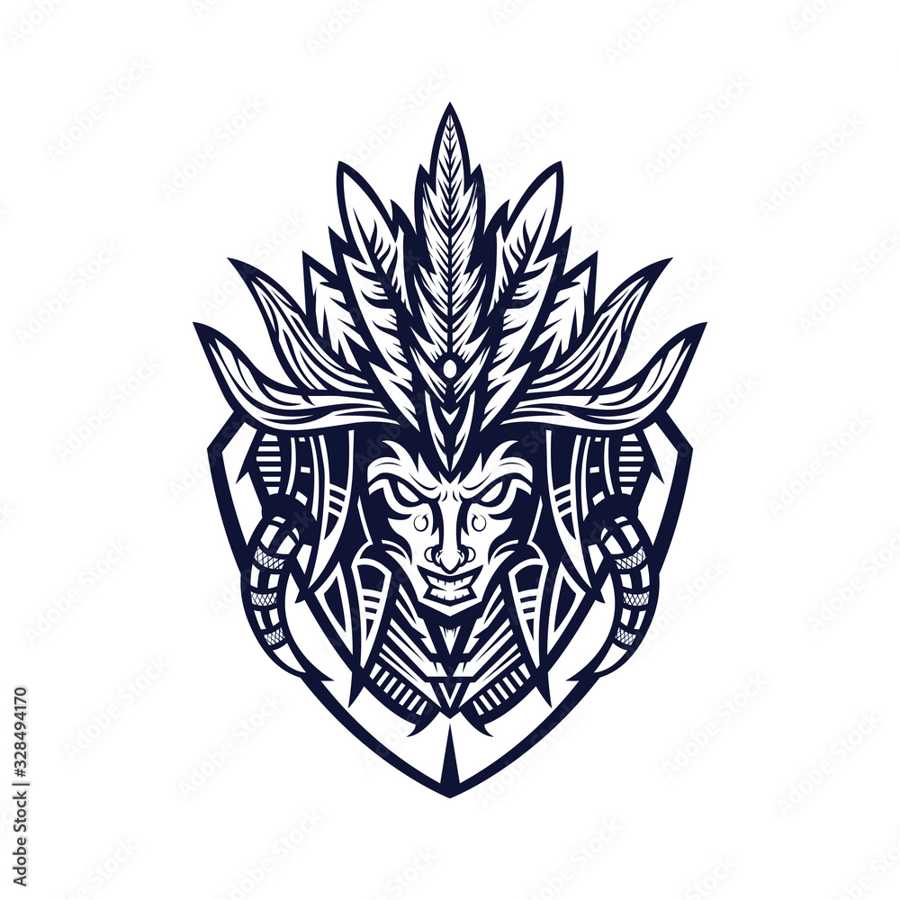 Tribe tribal mascot logo. Vector illustration Tribe tribal mascot logo. Vector illustration
