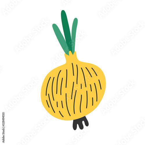 Vector illustration of bow onion vegetable. Vector modern flat style cartoon character illustration. Isolated on white background.