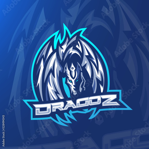 Mythological animals dragon sport esport gaming mascot logo template for streamer team