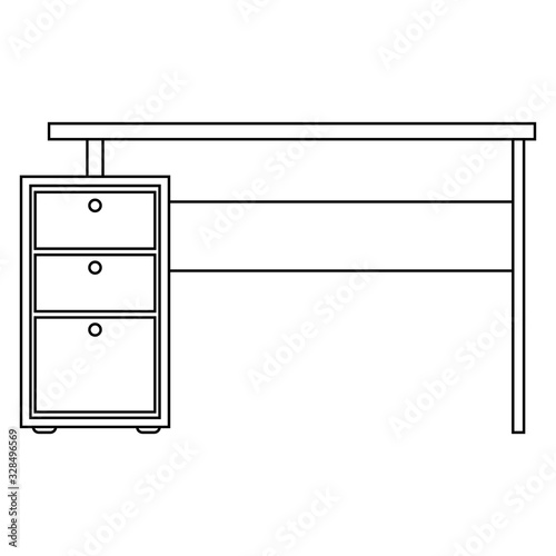 black and white flat vector icon of office table