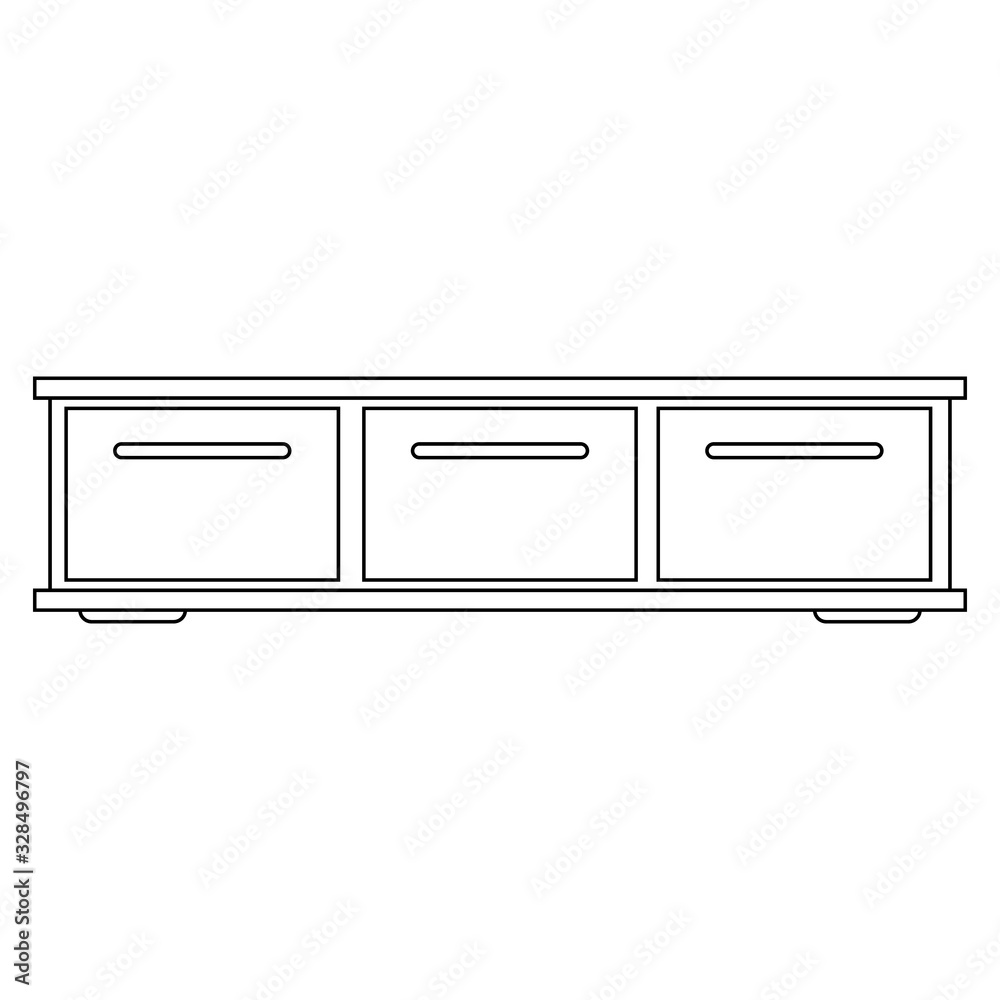 black and white flat vector icon of tv table black and white flat vector icon of tv table