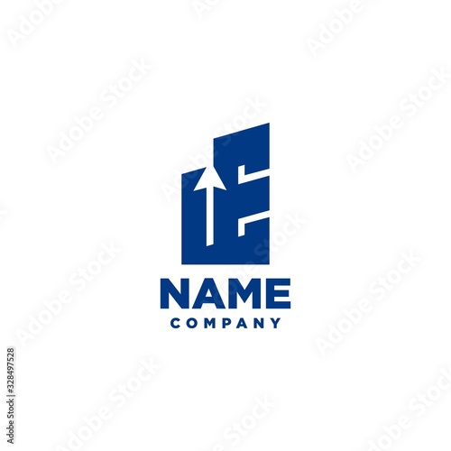 LE monogram logo with a negative space style arrow up design template