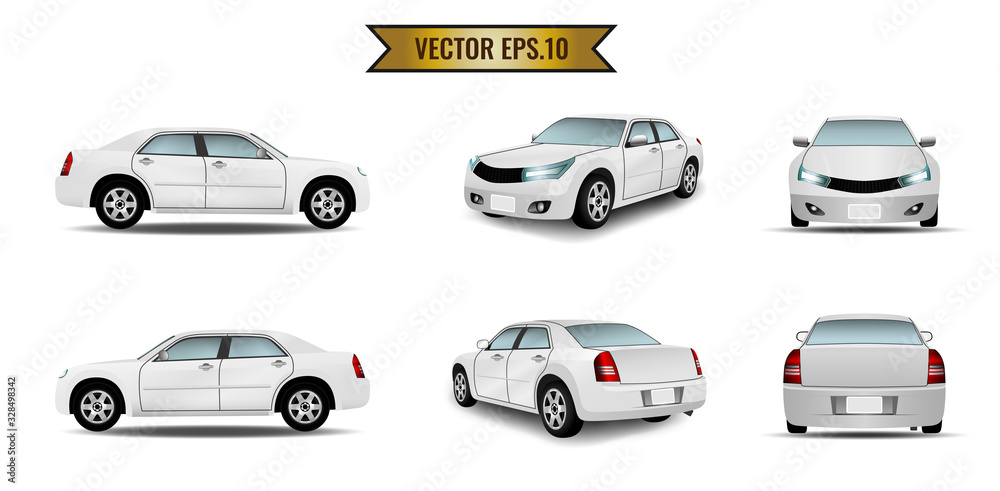 Car white isolate on the background. Ready to apply to your design. Vector illustration.