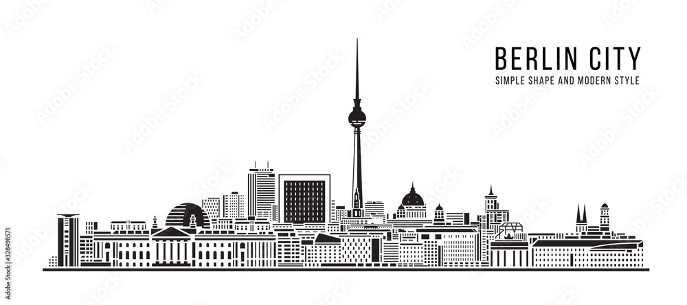 Cityscape Building Abstract Simple shape and modern style art Vector design - Berlin city - obrazy, fototapety, plakaty 
