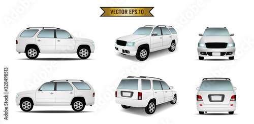 Car white isolate on the background. Ready to apply to your design. Vector illustration.