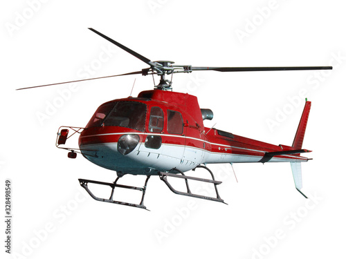Red helicopter isolated on white
