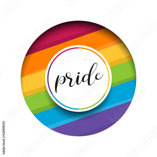 pride text in circle groove frame with abstract rainbow colorful background vectyor design photo