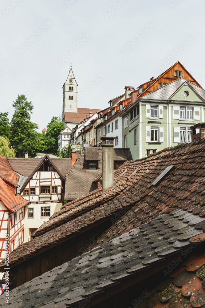 Nice view of the houses and rooftops of Meersburg, Germany.
