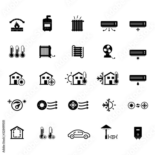 Heating and cooling systems icon set	