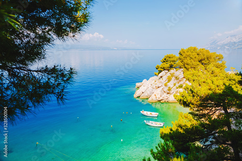 Incredible place of the calm Adriatic Sea. Location Makarska riviera, Croatia, Europe. © Leonid Tit