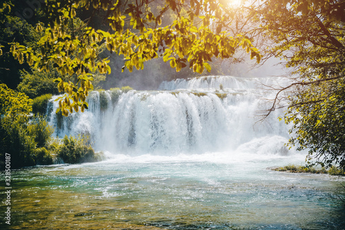 Skradinski buk the most unusual waterfall in Krka National Park. Location place Sibenik city  Croatia.
