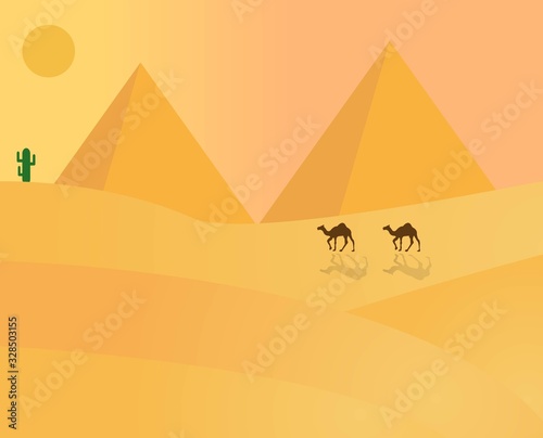 Egypt Pyramids Illustration Vector Design.