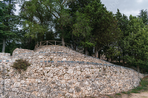 Stone wall in a park of burgos