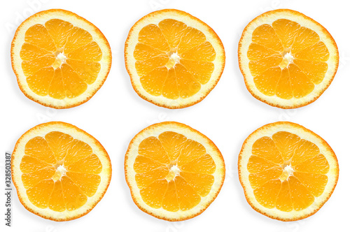Orange slices as pattern isolated on white background