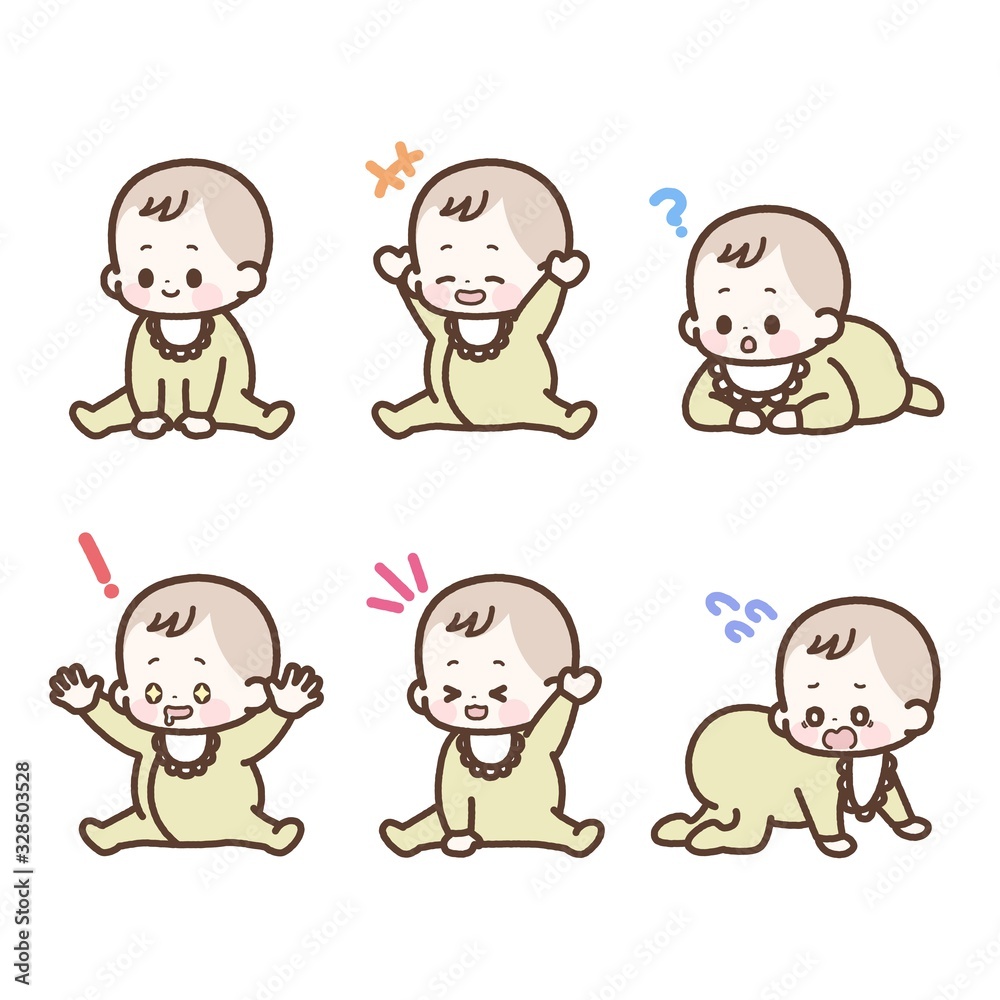 赤ちゃんの表情バリエーション斜め向き 赤ちゃんの表情バリエーション斜め向き