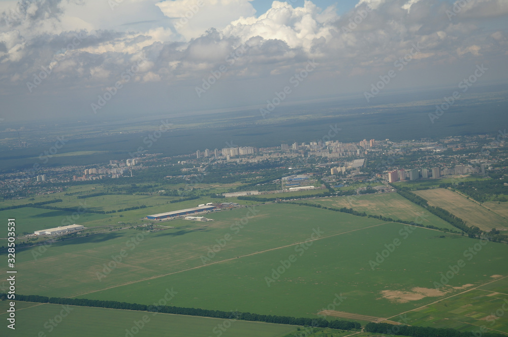 aerial view over the agricultural plant
