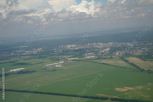 Obraz na płótnie aerial view over the agricultural plant w salonie