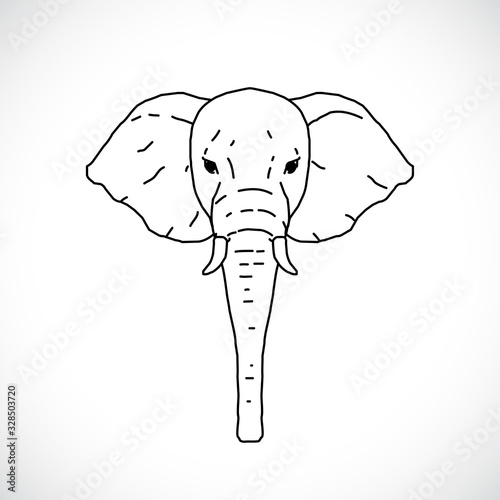 Hand draw elephant head . V...