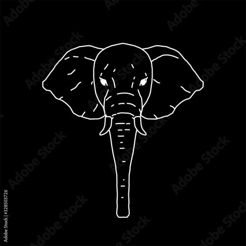 Hand draw elephant head . V...