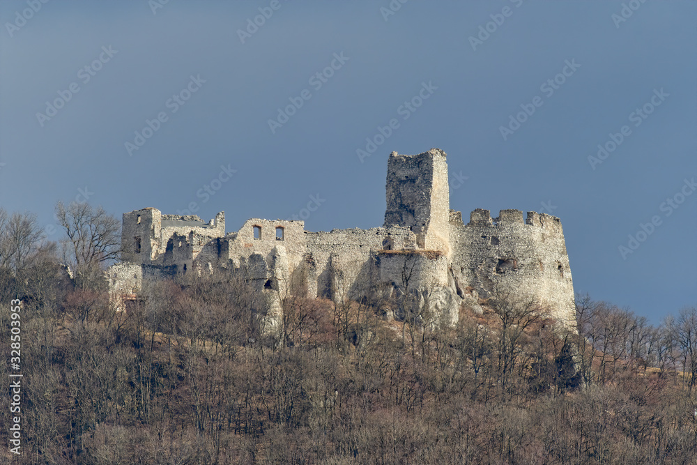 View on the castle Tematin.. Tourist attraction, tourism destination. Slovak historical castles, chateaus and churches.