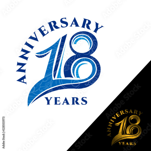 18 Years Anniversary Logo Template with ribbon
