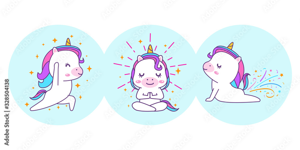 Cute unicorn is doing a yoga pose Cute unicorn is doing a yoga pose