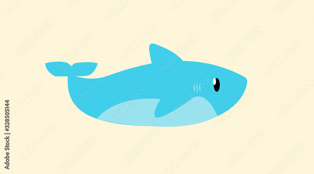 Vector Isolated Illustration of a Childish Shark, Cartoon Style Vector Isolated Illustration of a Childish Shark, Cartoon Style